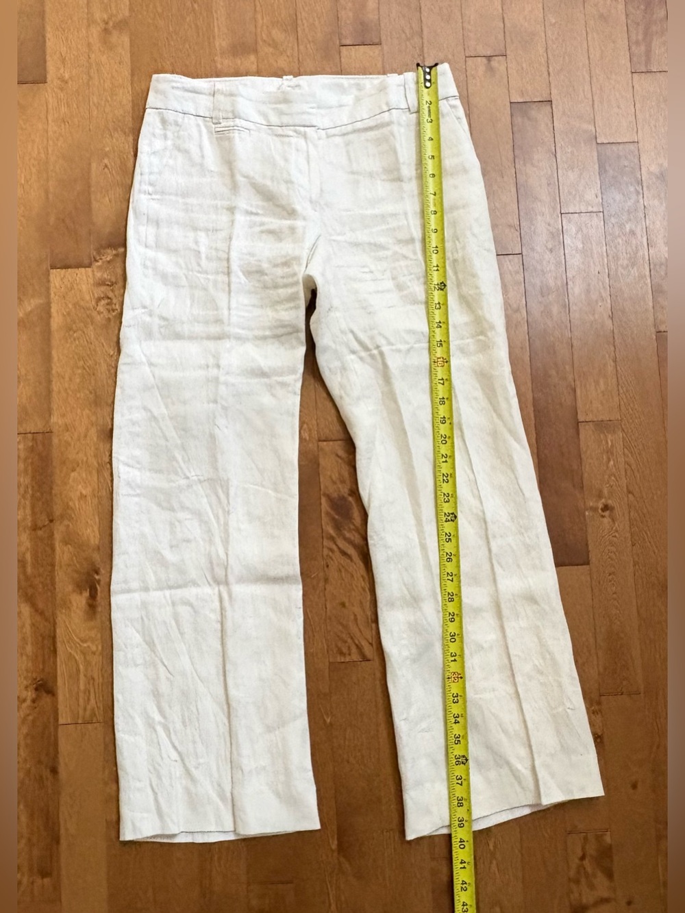 J.Crew 100% Linen Lined Wide Leg Wide Waistband Trousers Off-White / Ivory – 6 - Picture 5 of 7